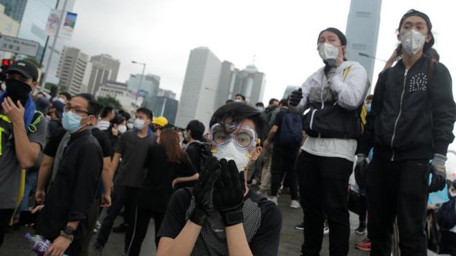 Protesters in Hong Kong, 12 June