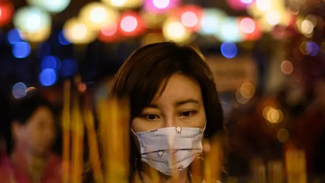 Woman wearing a protective face mask