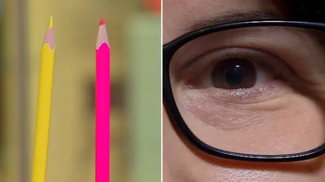 Composición con lápices y ojo