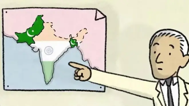การ์ตูนแผนที่อินเดียและปากีสถาน
