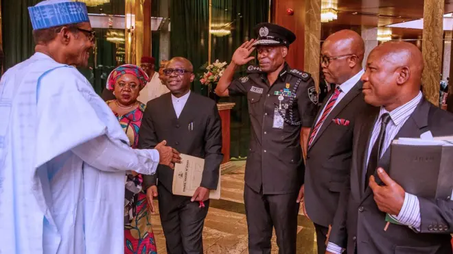 Police IG Abubakar dey salute Buhari on Mnday June 3 for Aso Rock