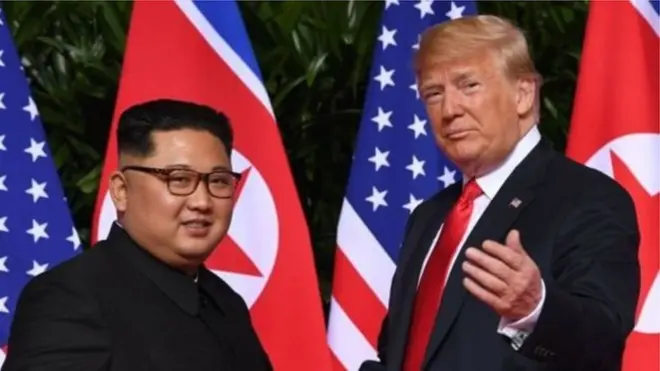 Kiongozi wa Korea Kaskazini na Rais wa Marekani Donald Trump