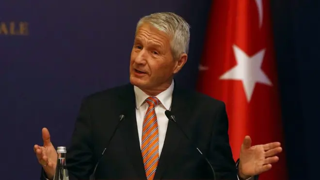 Thorbjørn Jagland Türkiyəyə prezident Recep Tayyip Erdoğan, baş nazir Binali Yıldırım və digər rəsmi şəxslərlə görüşmək üçün gəlib