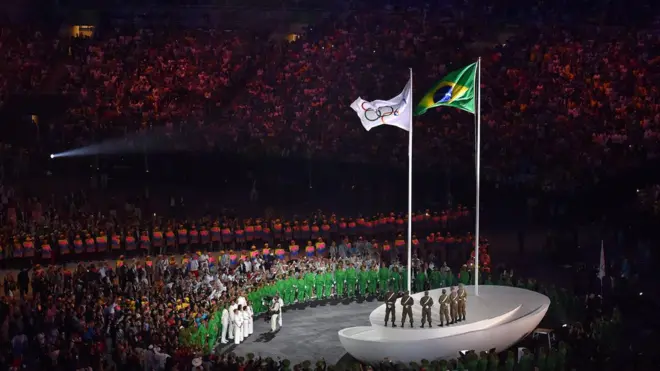 Stade de Maracana lors de la cérémonie d'ouverture des JO de Rio 2016.