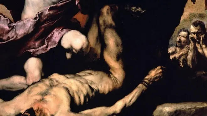 Apollo and Marsyas (1637) menampilkan salah satu tema favorit Ribera: tubuh yang dikuliti hidup-hidup. (Credit: Museo e Real Bosco di Capodimonte, Naples)