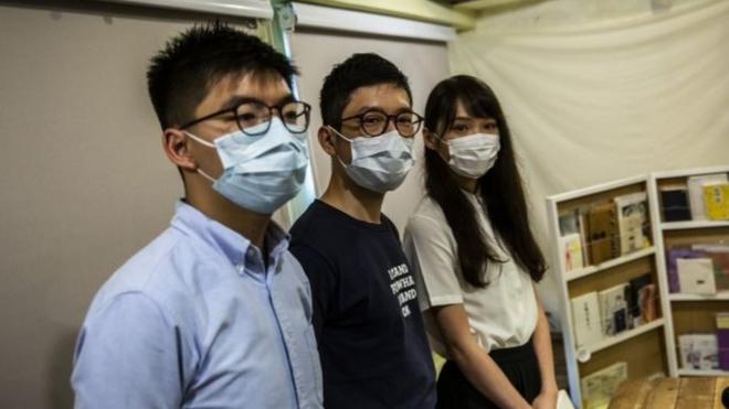 Nhà hoạt động Joshua Wong, Nathan Law và Agnes Chow ở Hong Kong ngày 30/5