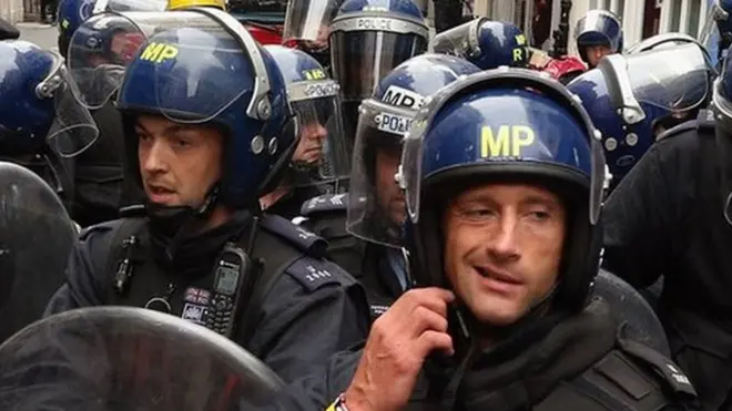 Riot police in London