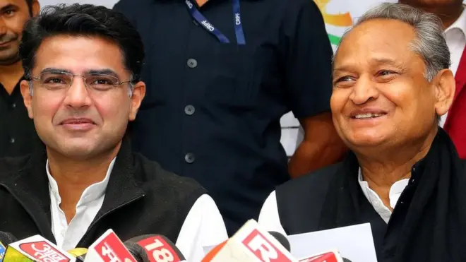 राजस्थान में कांग्रेस नेता अशोक गहलोत