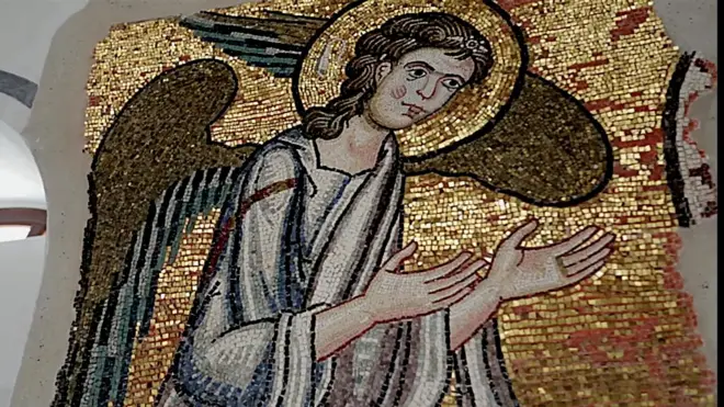 Mosaico encontrado na Igreja da Natividade