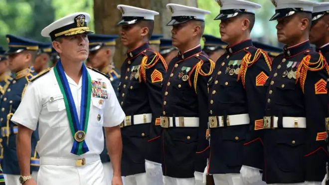Laksamana Harry Harris, dalam kunjungan ke markas Angkatan Bersenjata Filipina di Manila, Agustus 2016.