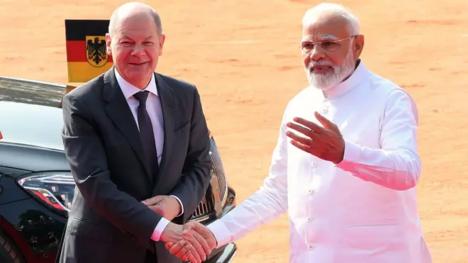 मोदी और ओलाफ़ शॉल्त्स