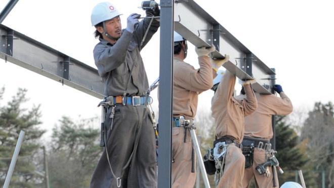 Construction workers in Japan (file picture)