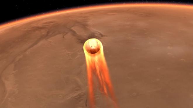 "Инсайт" входит в атмосферу Марса