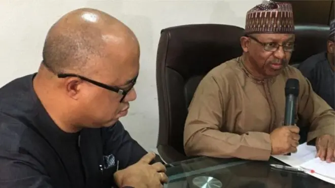 Nigeria Health Minister Osagie Ehanire and NCDC Director