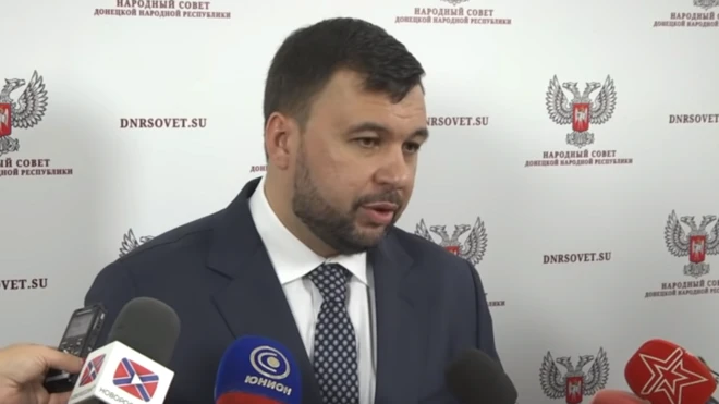 Денис Пушилин после заседания народного совета ДНР, на котором его избрали и.о. главы республики