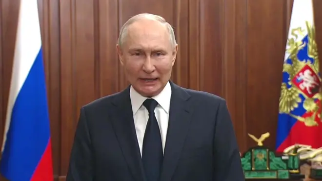 Vladimir Putin makes TV address on 26 June 2023