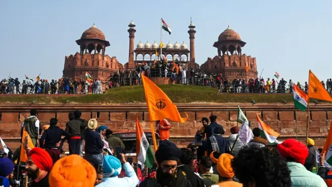 Protesting farmers breached Delhi's iconic Red Fort