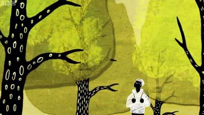 Čovek se šeta šumom