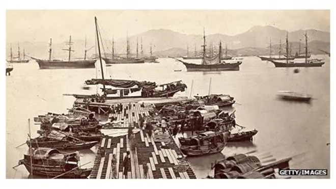 Hong Kong was already a busy port in the 1890s, when this picture was taken after the passing of a damaging typhoon
