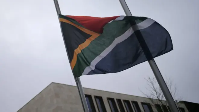 South African embassy with flag flying