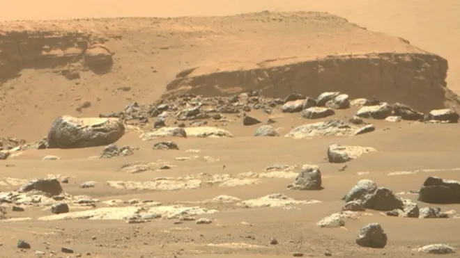 Section of layering in a delta on the surface of Mars