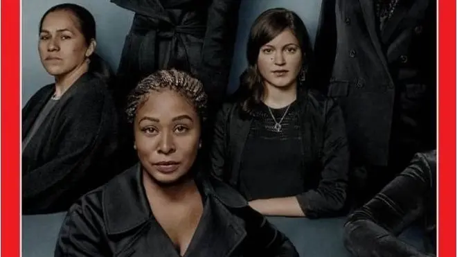 Clockwise from top: Actor Ashley Judd, pop singer Taylor Swift, former Uber engineer Susan Fowler, corporate lobbyist Adama Iwu and Isabel Pascual, a strawberry-picker from Mexico (not her real name)
