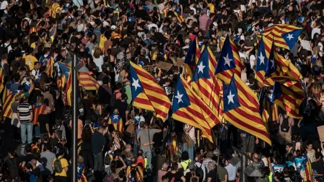 支持加泰独立的示威者