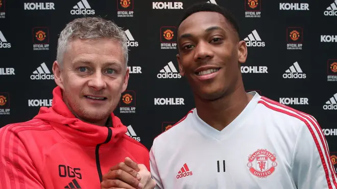 Ole Gunnar Solskjaer with Anthony Martial