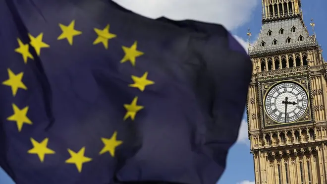 EU flag in front of Parlament