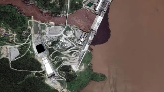 Sawir sattelite lagu qaaday oo muujinaya Itoobiya oo billowday buuxinta biyaha harada biyo xireenka