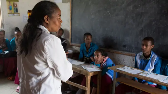 መምህር ምስ ተምሃሮ ኣብ ክፍሊ