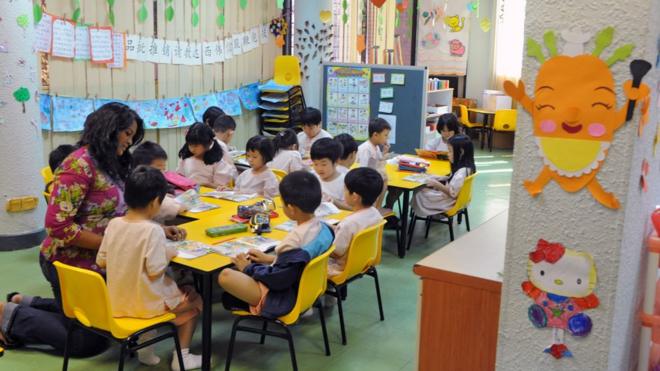 Singapore students in a reading lesson