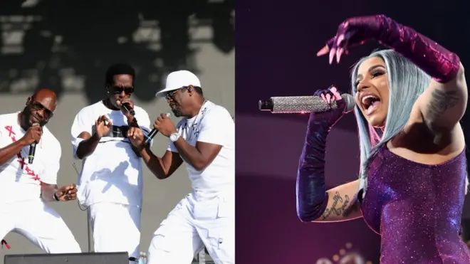 Boyz II Men for left, Cardi B for right.