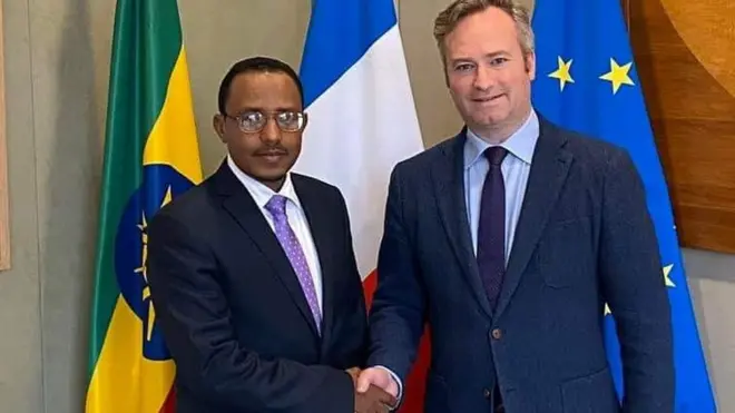 ሚኒስተር ምክልኻል ለማ መገርሳ ምስ ሚኒስተር ወጻኢ ፈረንሳ