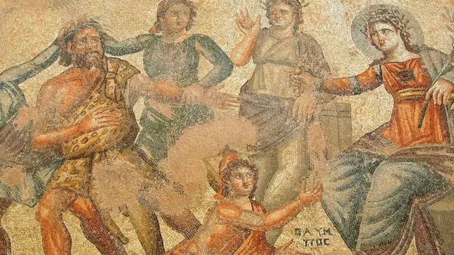 Lantai mosaik, di House of Aion, Paphos