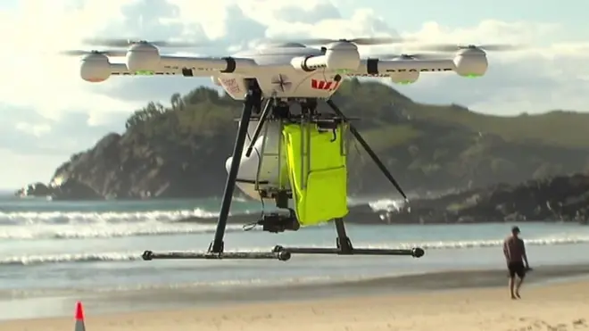 New South Wales has invested in drones to help spot sharks and rescue swimmers or surfers in trouble (file picture)