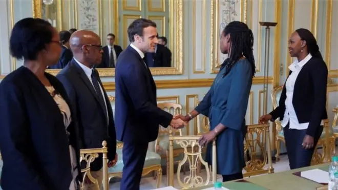 Kuri uyu wa gatanu, Perezida Macron w'Ubufaransa yagiranye inama n'abahagarariye itsinda ry'abarokotse Jenoside yo mu Rwanda