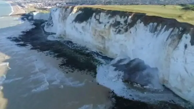 Several large sections of the cliffs have crumbled into the sea in recent months
