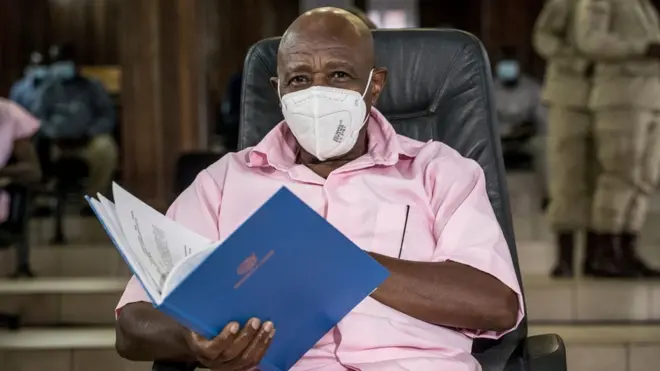 Paul Rusesabagina photographed inside court for February 2021