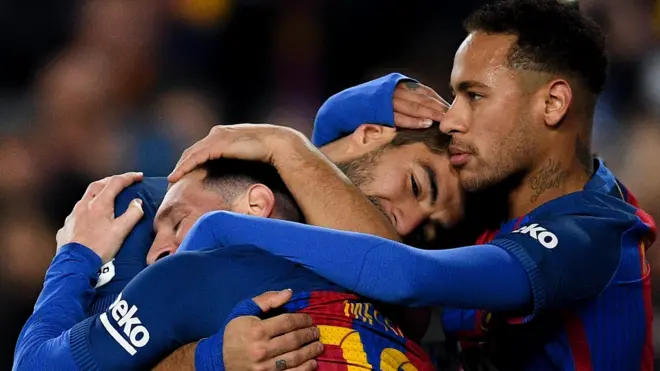 Neymar, Suárez y Messi forman el ataque de lujo del Barcelona.