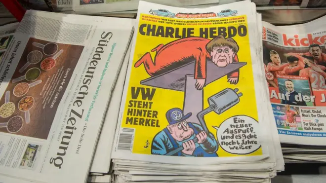 انغيلا ميركل على الصفحة الأولى لأول عدد لشارلي إيبدو باللغة الألمانية