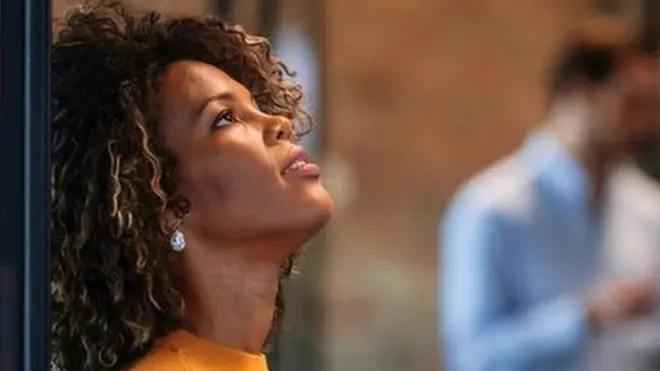 Fed up woman at work