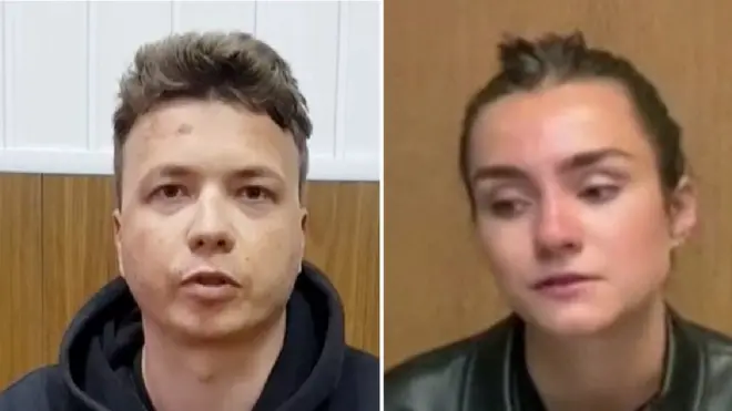 Videos have emerged of journalist Roman Protasevich and his partner, Sofia Sapega