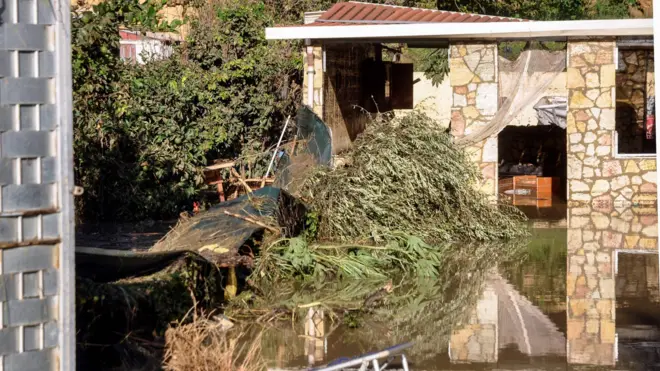 The flooded house where nine people of the same family died after a small river burst its banks in Casteldaccia near Palermo on the southern Italian island of Sicily.