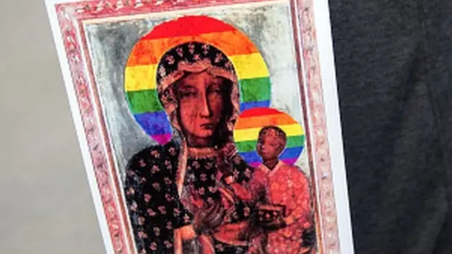 Aktivistlerin yargılanmasına neden olan Meryem Ana tasviri.