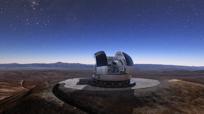 Ilustración del futuro Telescopio Europeo Extremadamente Largo, E-ELT