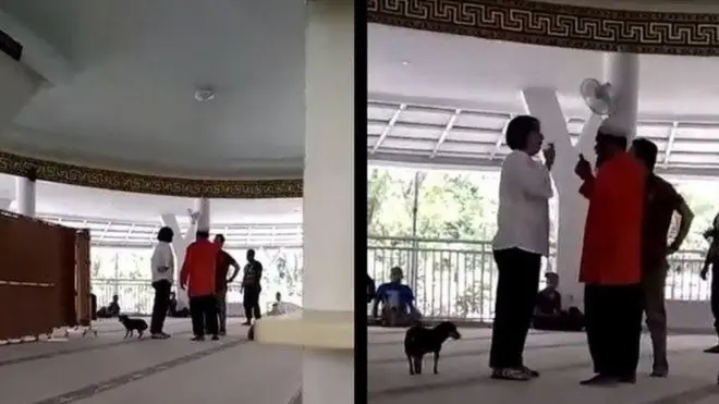 Sambil membawa anjing peliharaannya masuk ke dalam masjid, SM diduga bertanya mengapa suaminya dinikahkan di dalam masjid, kata polisi.