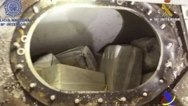 Images made available by the Spanish Civil Guard shows officers during the seizure of the 3.8 tonnes of cocaine