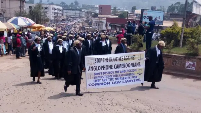 English speaking lawyers for Cameroun dey protest