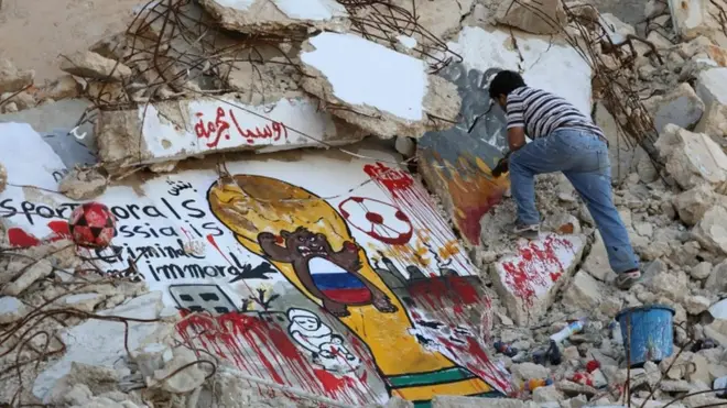 جرافيتي في سوريا ضد روسيا
